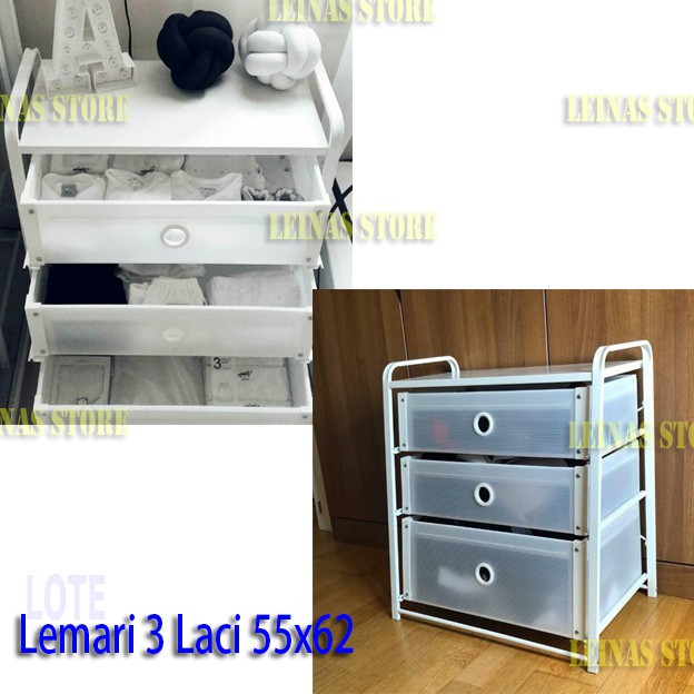 Jual Lemari 3 Laci / Rak laci / Drawer 3 laci 55x62 | Shopee Indonesia