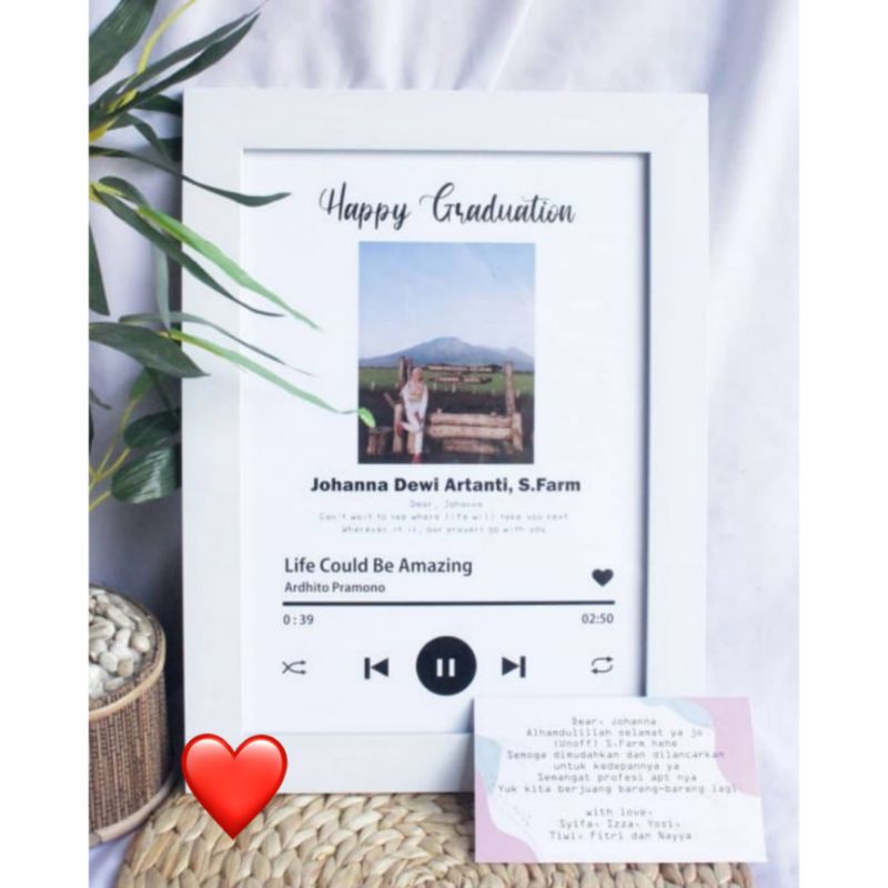 Jual FRAME KACA + CETAK + DESAIN foto Spotify lagu music hadiah gift ...
