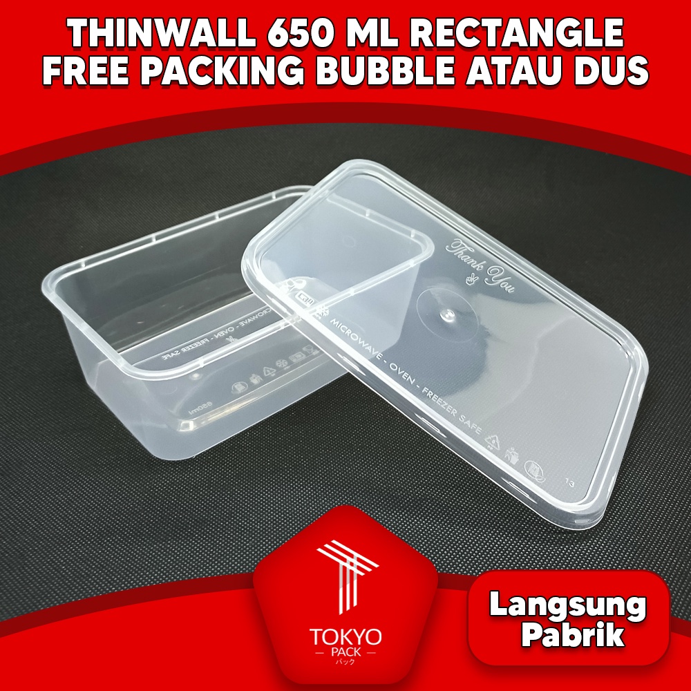 Jual Thinwall Rectangle - 650 ml Kemasan Food grade isi 25 set MURAH ...