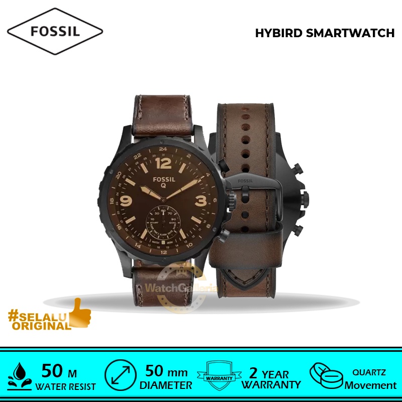 Jual Fossil FTW1159 Hybrid Smartwatch Nate Dark Brown Leather Shopee Indonesia