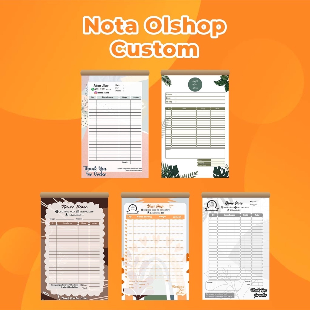 Jual Cetak Nota Olshop Custom 1 ply ukuran 1/4 F4 II Tanpa Minimal ...
