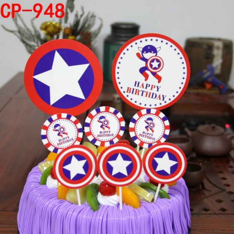 Jual topper toper cake hiasan kue ulang tahun karakter captain capt