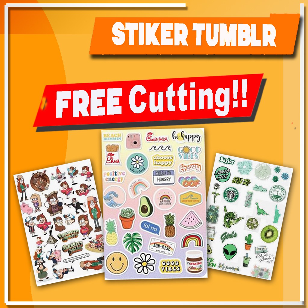 Jual Stiker Tumblr / Sticker Pack Cute Custom Free Cutting a3+ | Shopee ...