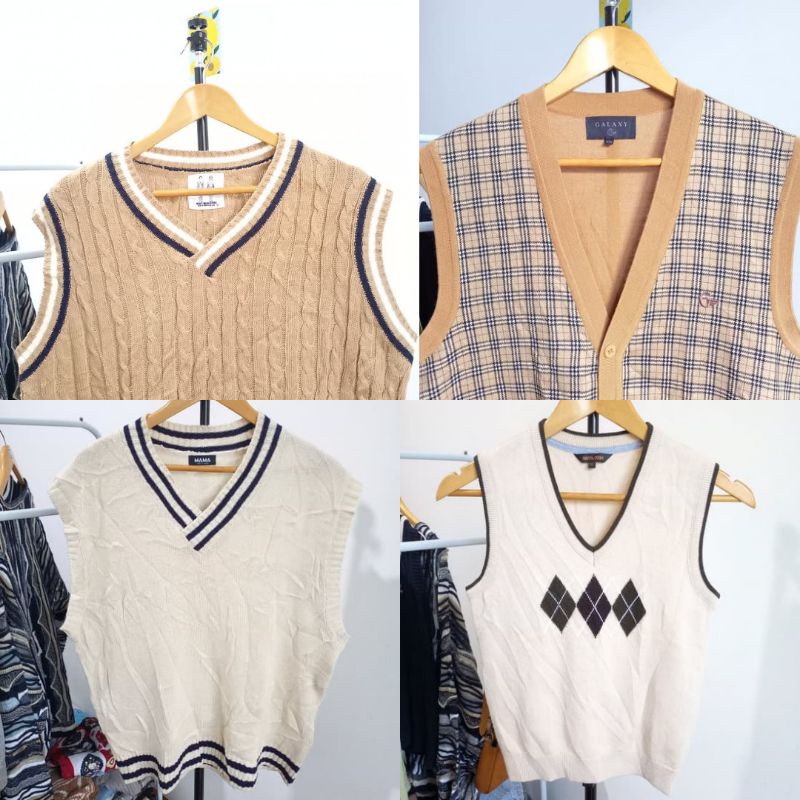 Jual Thrift Vest Rajut ( Argyle Vest, Vest academia), Vest knit premium ...