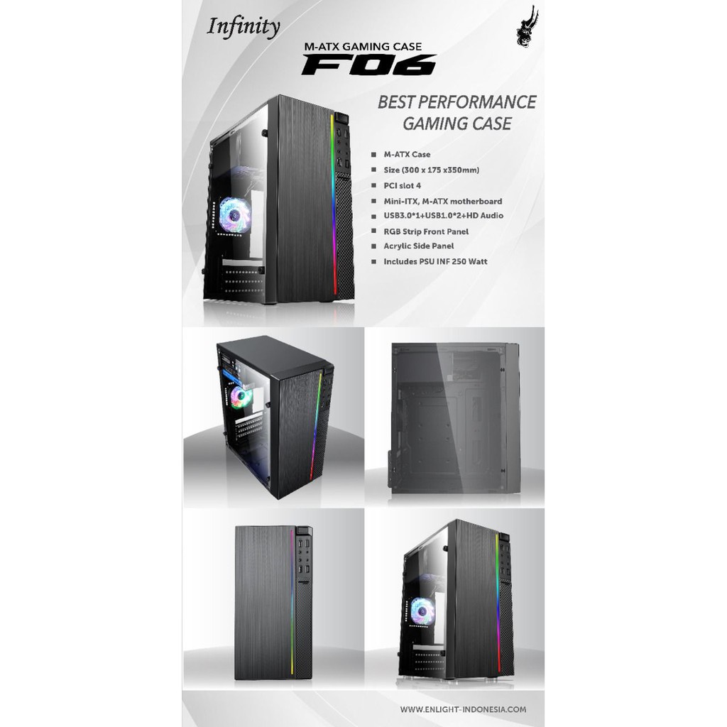 Jual CASING PC CPU infinity F06 RGB + PSU 250W | Shopee Indonesia