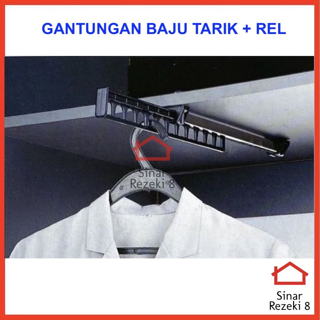 Jual Gantungan Baju Tarik Rel F Rak Lemari Pakaian Wardrobe Gantung Shopee Indonesia