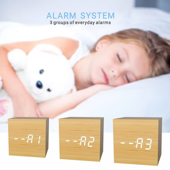 Jual Jam Digital Kayu Meja Led/ Led Wooden Small Table Clock Desk Clock ...