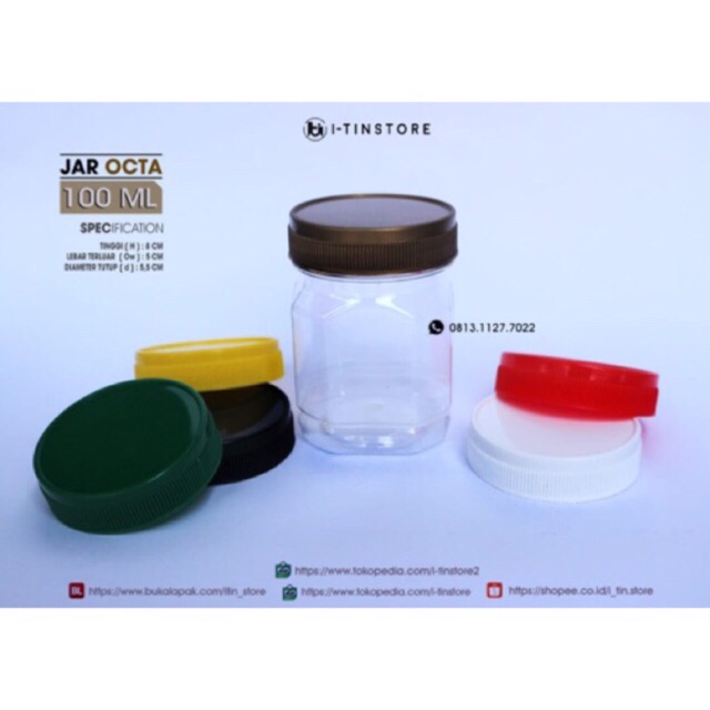 Jual Jar 100ml Segi Delapan /Octagon 8 100 ML / BOTOL PLASTIK TOPLES ...