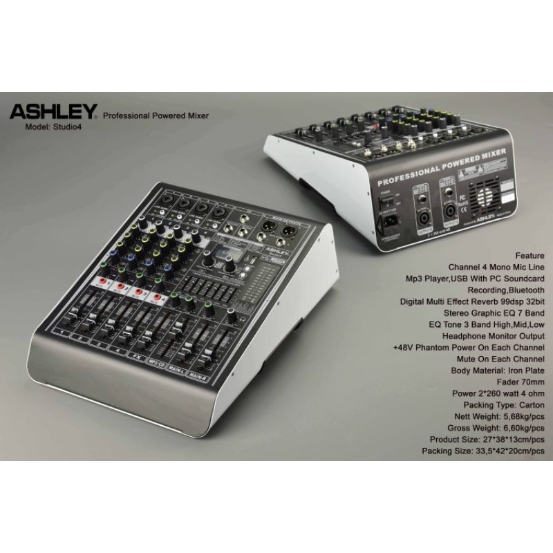 Jual POWER MIXER 4 CHANNEL ASHLEY STUDIO4 ORIGINAL | Shopee Indonesia