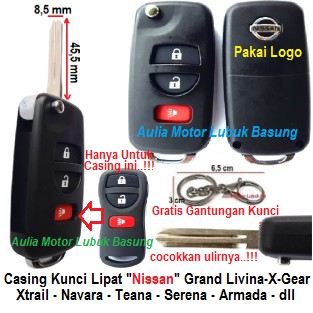 Jual Casing Remote Kunci Lipat Flip Key Nissan Grand Livina X Gear Xtrail Navara Teana Serena