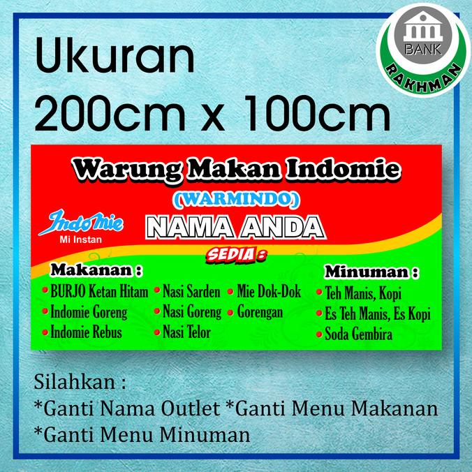 Jual Spanduk Banner Warmindo Warung Makan Indomie Ukuran 2m X 1m