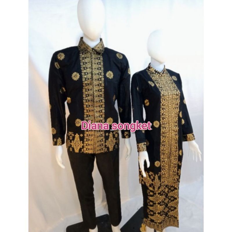 Jual baju songket hitam gold model kebaya | Shopee Indonesia