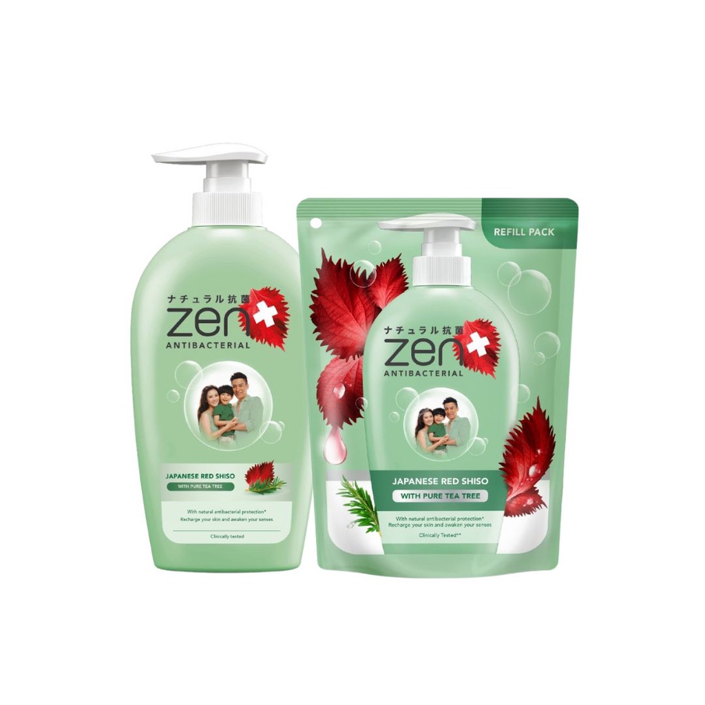 Jual Zen Antibacterial Body Wash Refill 400 mL Botol 500 mL Shiso
