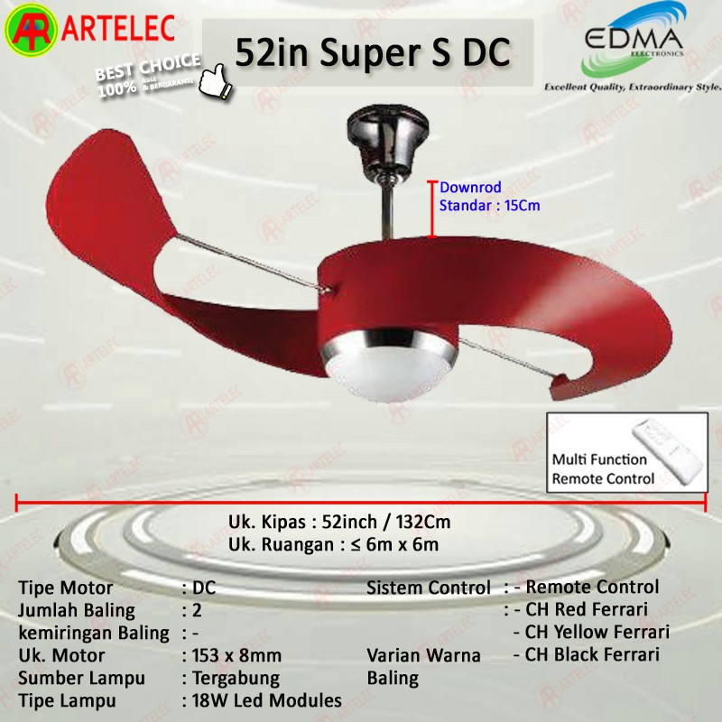 Jual Mt Edma 52in Super S Dc Kipas Angin Gantung Plafon Dekorasi Edma