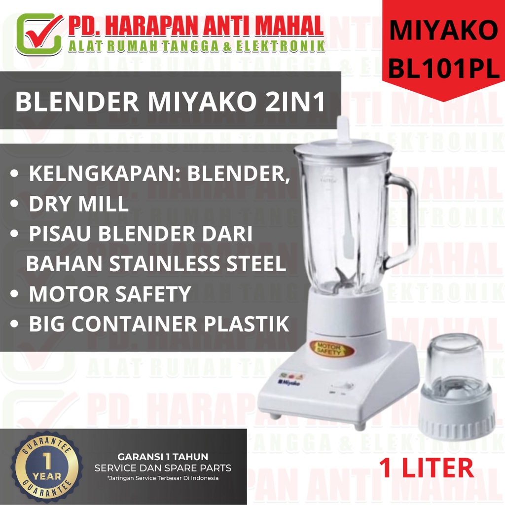 Jual BLENDER PLASTIK MIYAKO BL101PL/ BLENDER PLASTIK 2IN1 / BLENDER ...