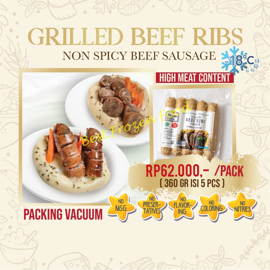 Jual Grilled Beef Ribs (Non Spicy Beef Sausage) | Shopee Indonesia