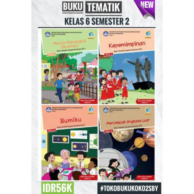 Jual Buku Tematik Kelas 6 Tema 6 7 8 9 1paket Isi 4buku Kurikulum