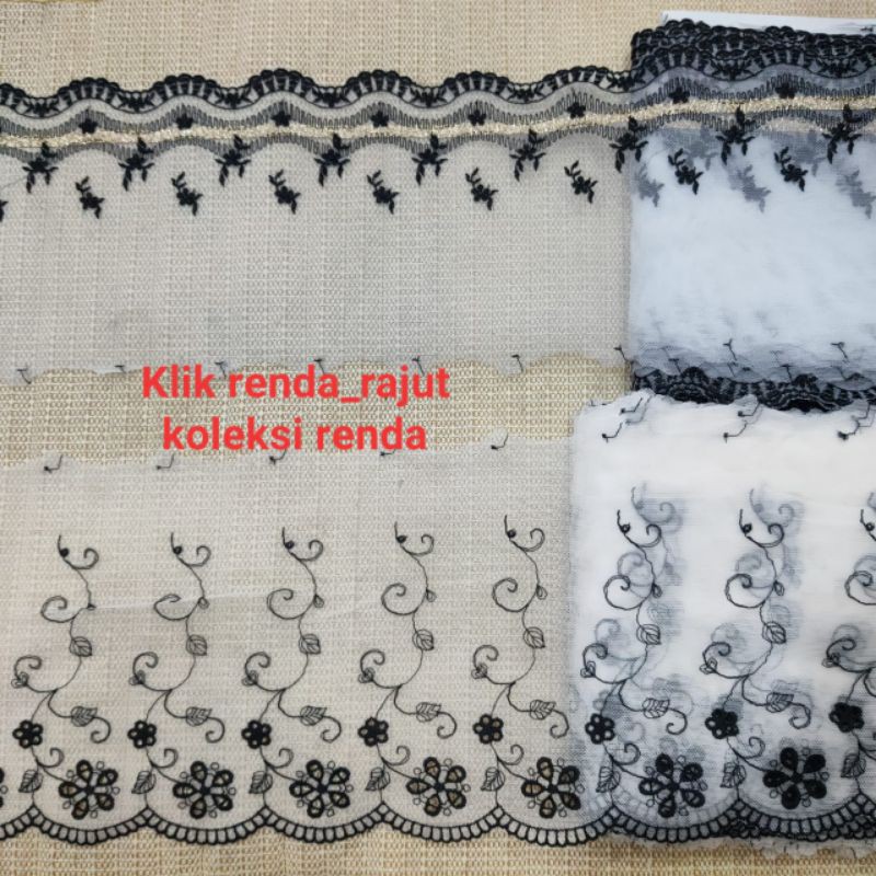 Jual Renda tile lebar 15cm, renda tulle (per roll 15yard) | Shopee ...