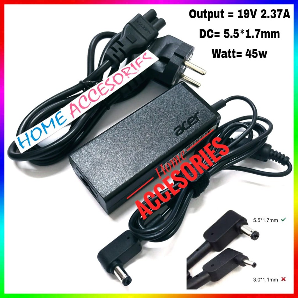 BANERGY 19V 2.37A 45W 5.5/1.7mm Big Pin Cargador Cable de alimentación Acer ADP-45FE F ADP-45HE