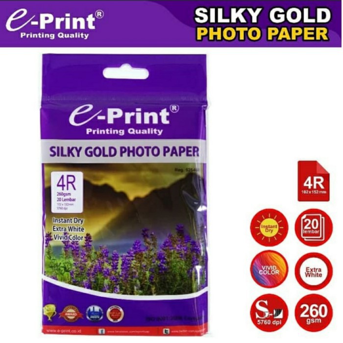 Jual E-print silky gold photo paper 4R A6 260gsm kertas foto 4R EPRINT ...