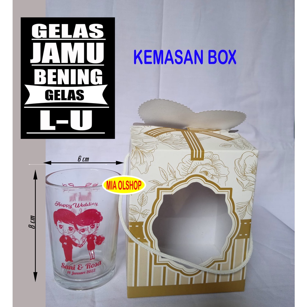 Jual Souvenir Gelas Lu Jamu Dan Kemasan Box Gratis Sablon Nama Shopee Indonesia 1542