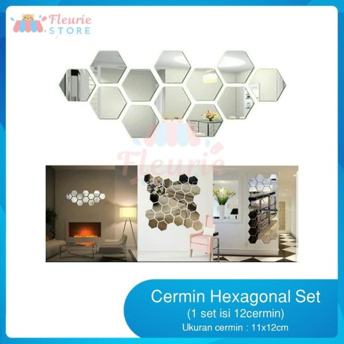 Jual Cermin Hexagonal Set Isi Ukuran Cm Kaca Hias Dekorasi Shopee Indonesia