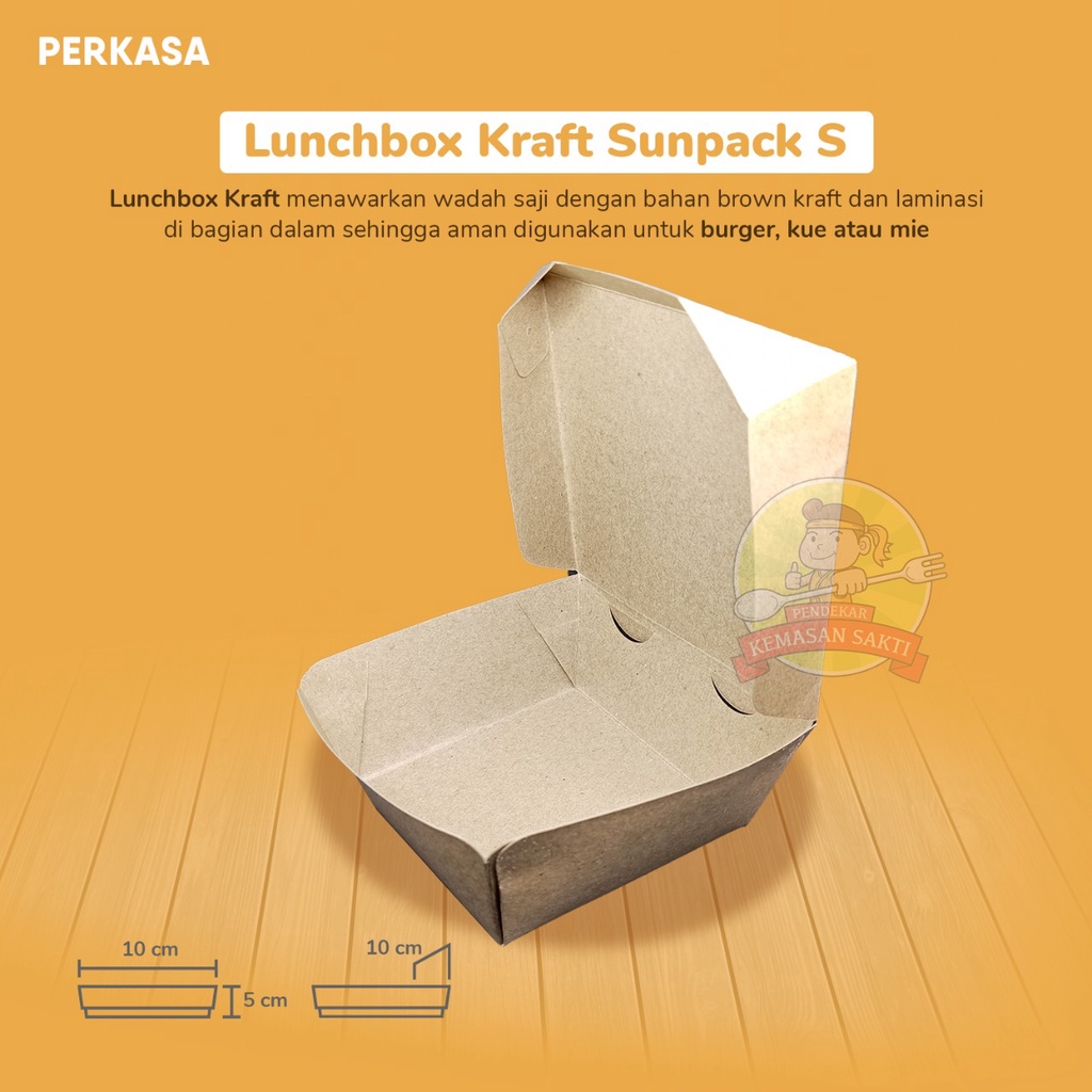 Jual Lunch Box Kraft Tanpa Lipat Ukuran S M L / Paper Lunch Coklat ...