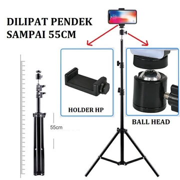Tripod Handphone Camera Besi Kokoh Max 2.1 Meter Selfie Vlog Kaki Stabilizer Potrai Lanscape