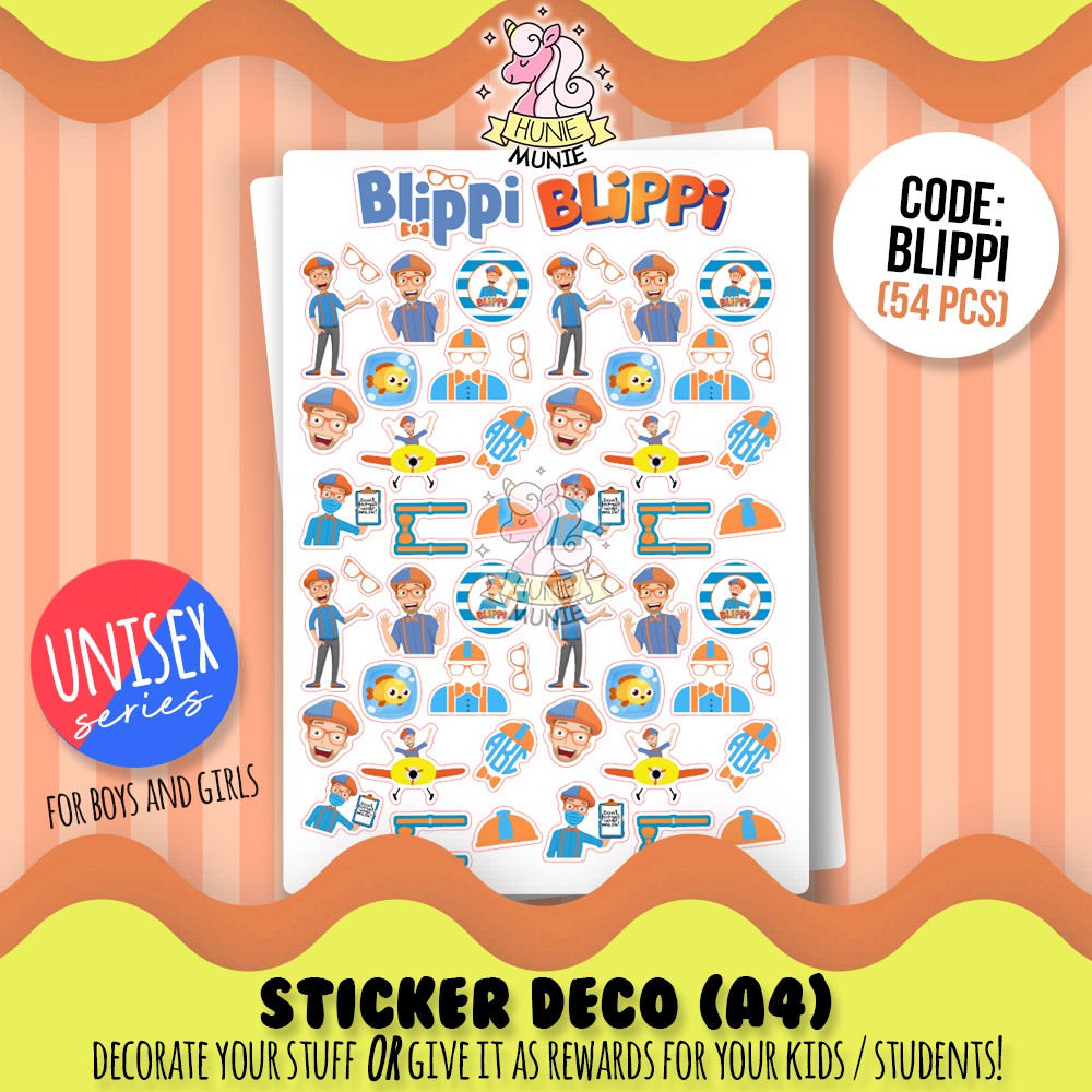 Jual Sticker Deco - Blippi - UNISEX SERIES - Stiker Reward Anak Cake ...