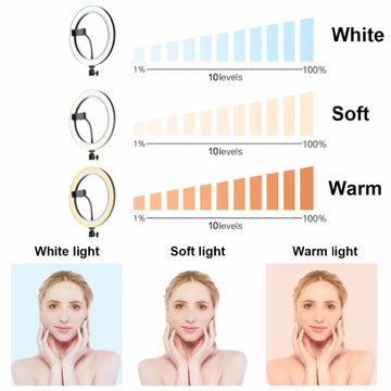 Ring Light LED Kamera 26cm Lampu LED Studio Selfie Makeup Vlog Live Streaming Tripod Stand