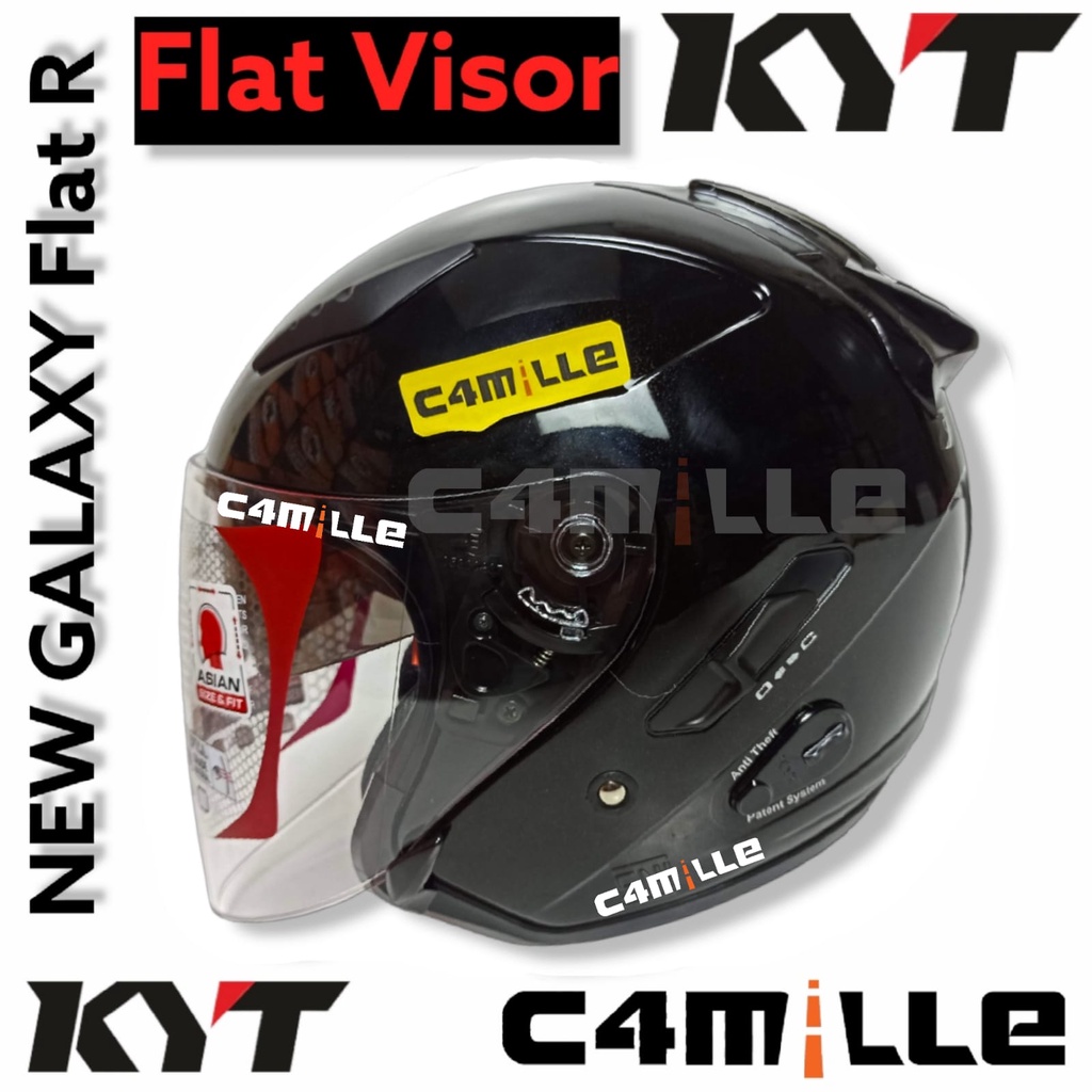 Jual HELM KYT GALAXY SLIDE SOLID BLACK DOUBLE VISOR HALF FACE Shopee