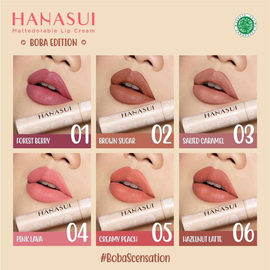 Jual Hanasui Mattedorable Lip Cream Boba Edition (Semua Shade) | Shopee ...