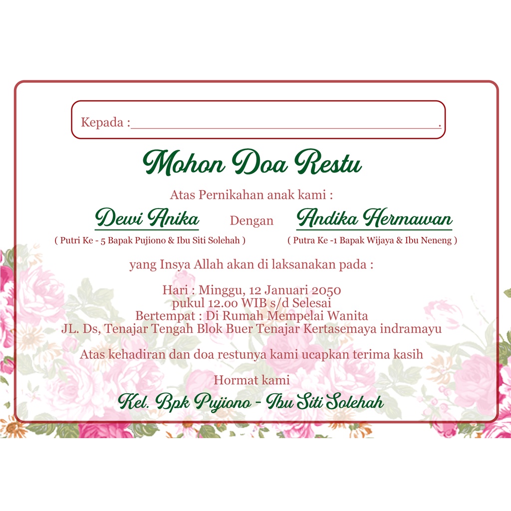 Jual UNDANGAN KOTAK NASI/PUNJUNGAN/SOROGAN/BESEK/TONJOKAN PERNIKAHAN