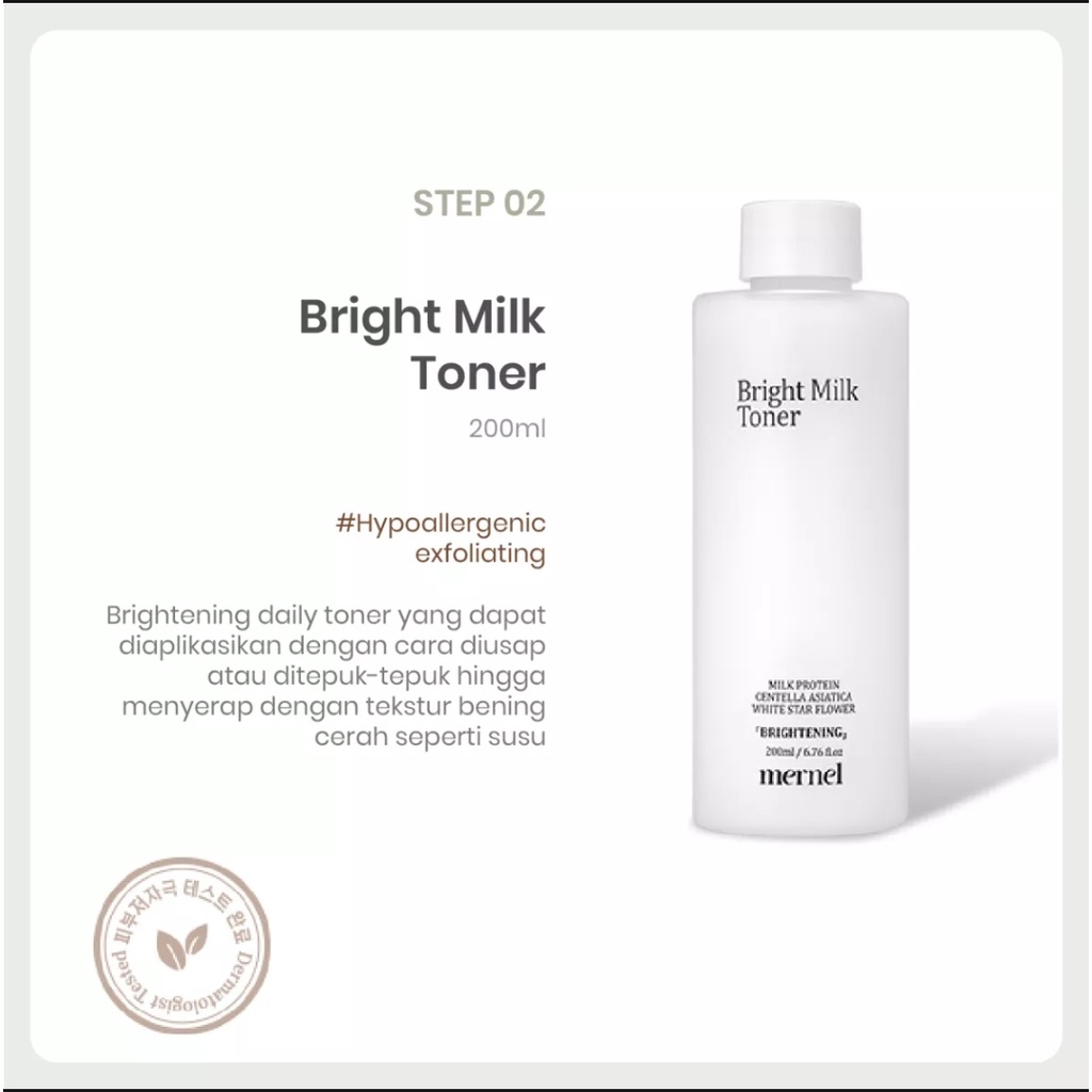 Jual NEW - MERNEL SKINCARE - BRIGHT MILK CLEANSING FOAM / TONER ...