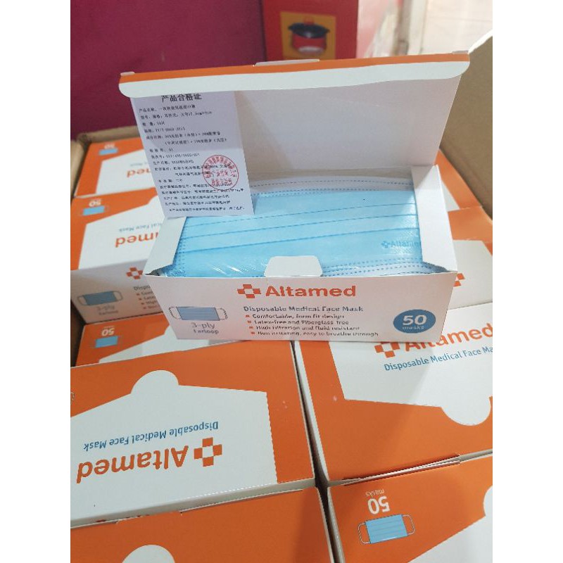 Jual Altamed Masker Medis earloop 3 ply isi 50 pcs warna biru | Shopee ...
