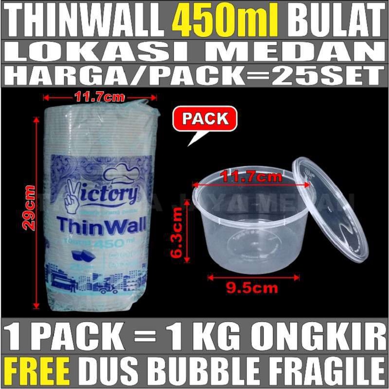 Jual Thinwall Bulat 200ml 300ml 400ml 450ml 500ml 650ml 750ml Pack Bowl