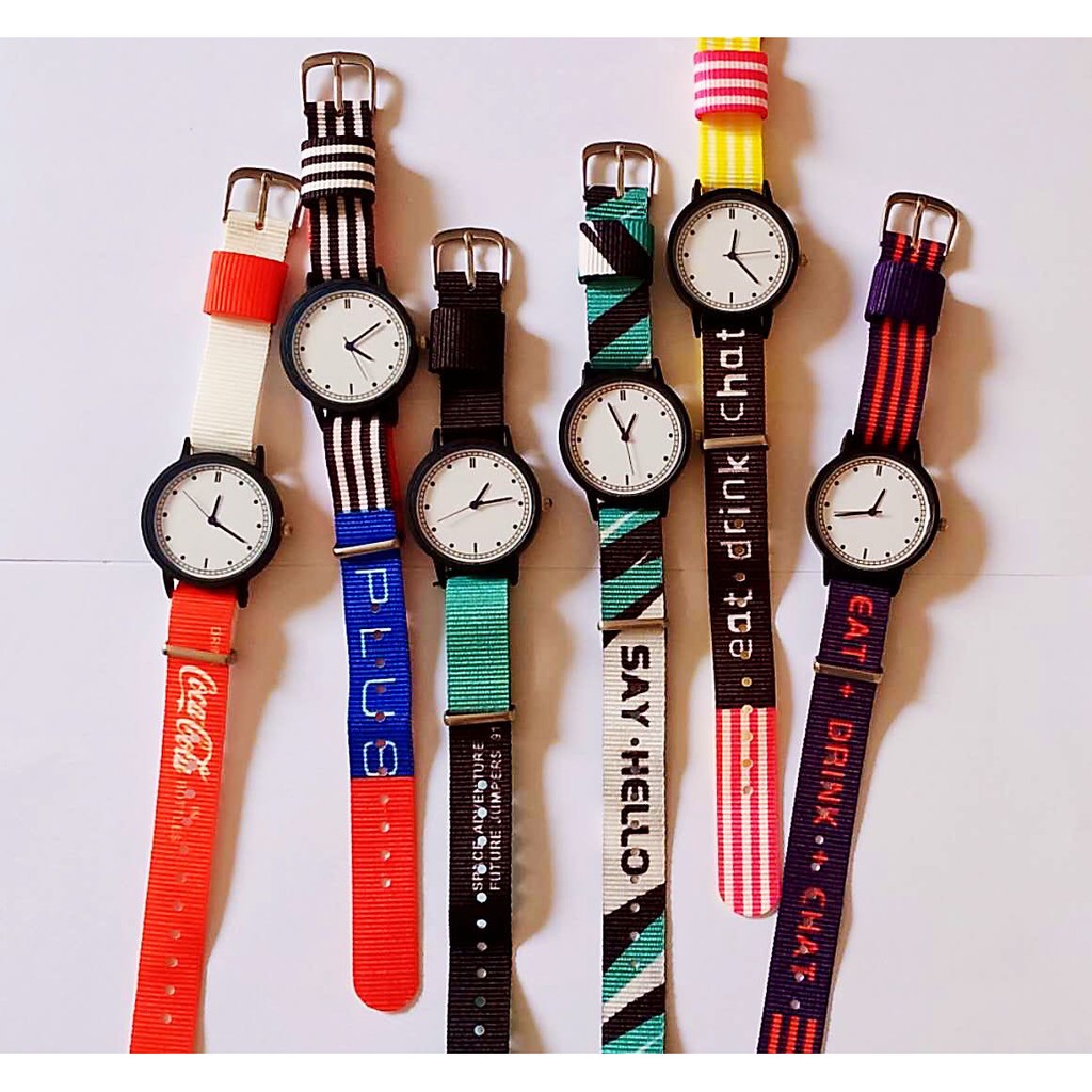 Jual Jam Tangan Analog Gaya Strap Nylon / Jam Tangan Strap Nylon Motif