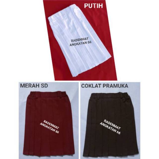 Jual ROK SEKOLAH PENDEK MERAH SD COKLAT PRAMUKA & PUTIH / SERAGAM ...