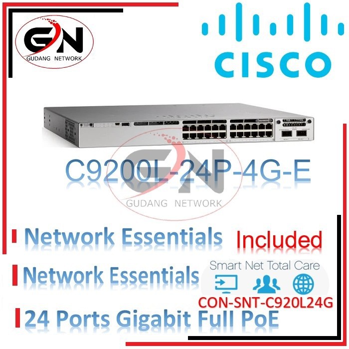 Jual Cisco C9200L-24P-4G-E Catalyst 9200 Series Switch + Smart Net ...