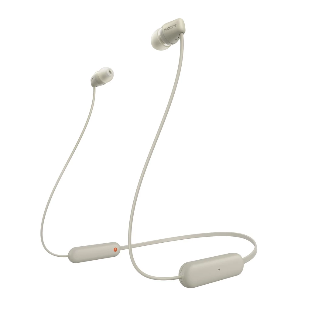 SONY WI-C100 In Ear Wireless Bluetooth Headset With Microphone For Android & IOS - Cream [Battery Up to 25h] Earphone Headphone