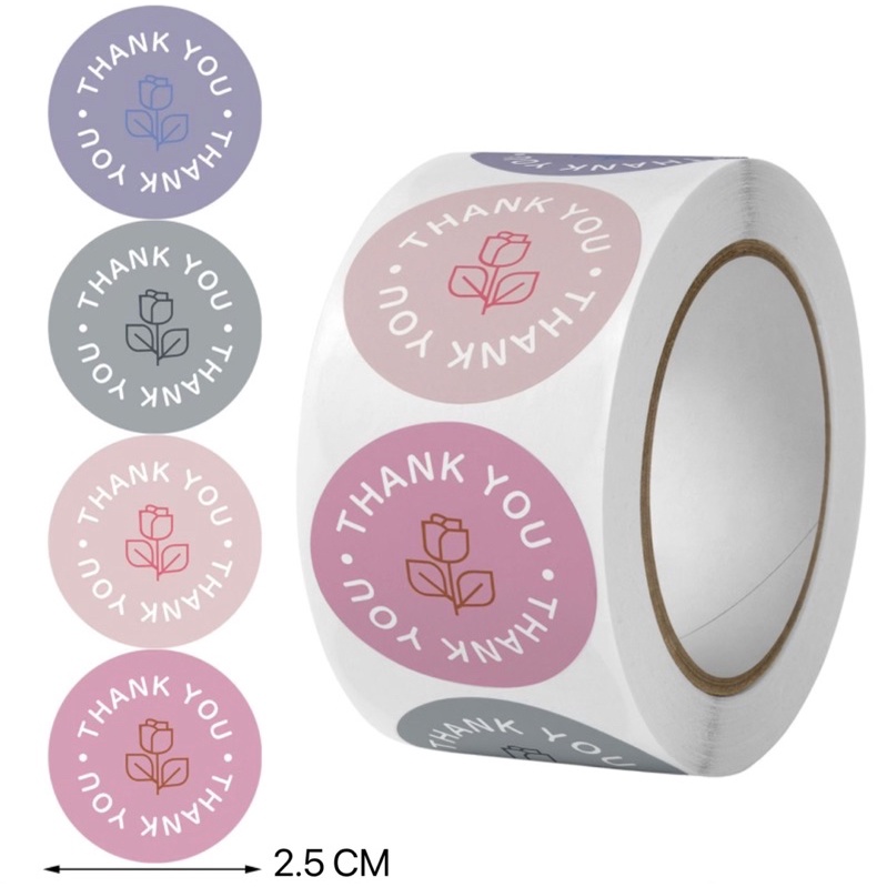 Jual [ BUKAN 1 ROLL!!!! ] Sticker Thank You Floral Pastel / Stiker ...