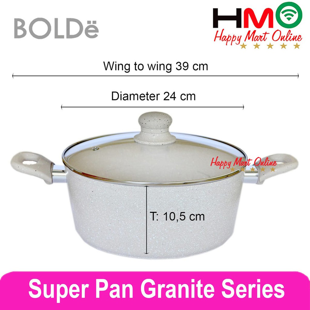 Jual Bolde Super Pan Casserole Cm Beige With Glass Lid Panci Kuah Granite Coating Diameter