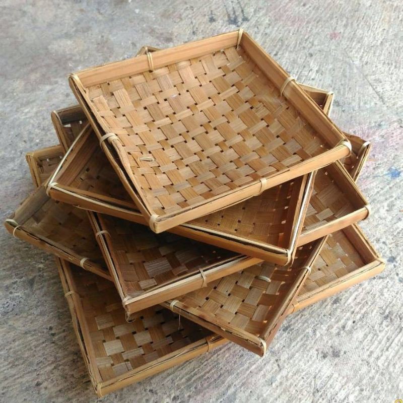 Jual Piring Tempat Lalapan Bambu Kotak 23cm Shopee Indonesia