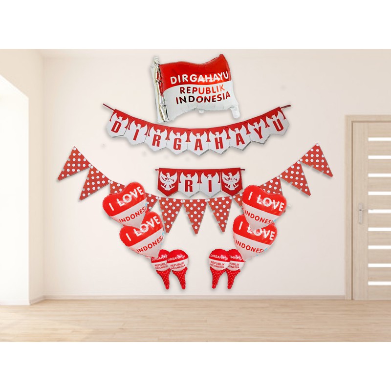 Jual SET / PAKET Dekorasi Dirgahayu RI | Balon HUT RI | Hari