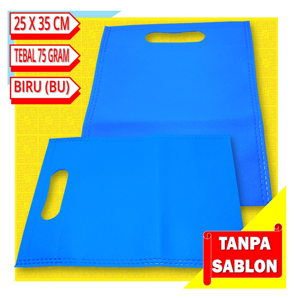 Jual Tas Spunbond Model Plong 25 x 35 cm warna Biru | Shopee Indonesia