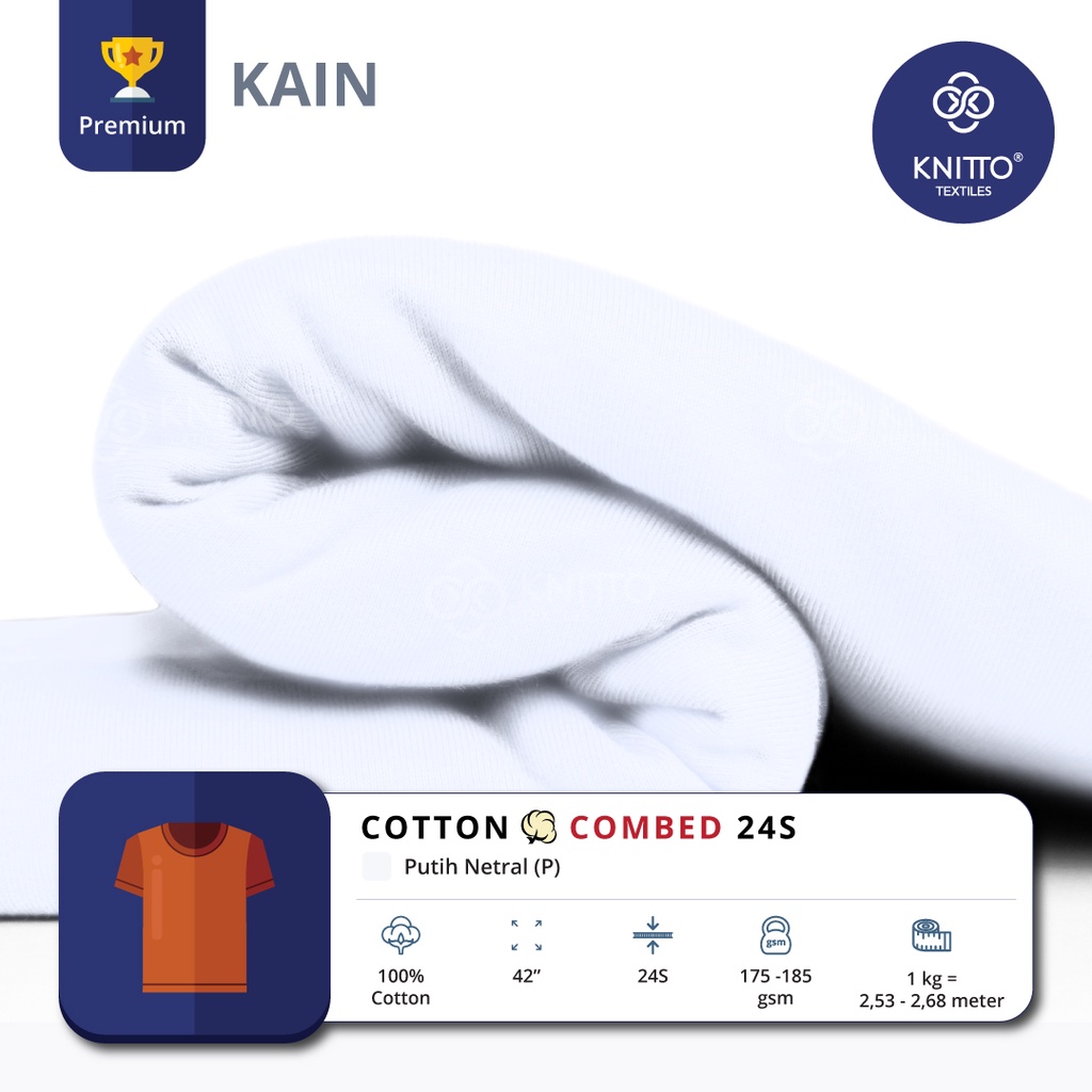 Jual Kain Cotton Combed 24s Putih Bahan Kaos Knitto Shopee