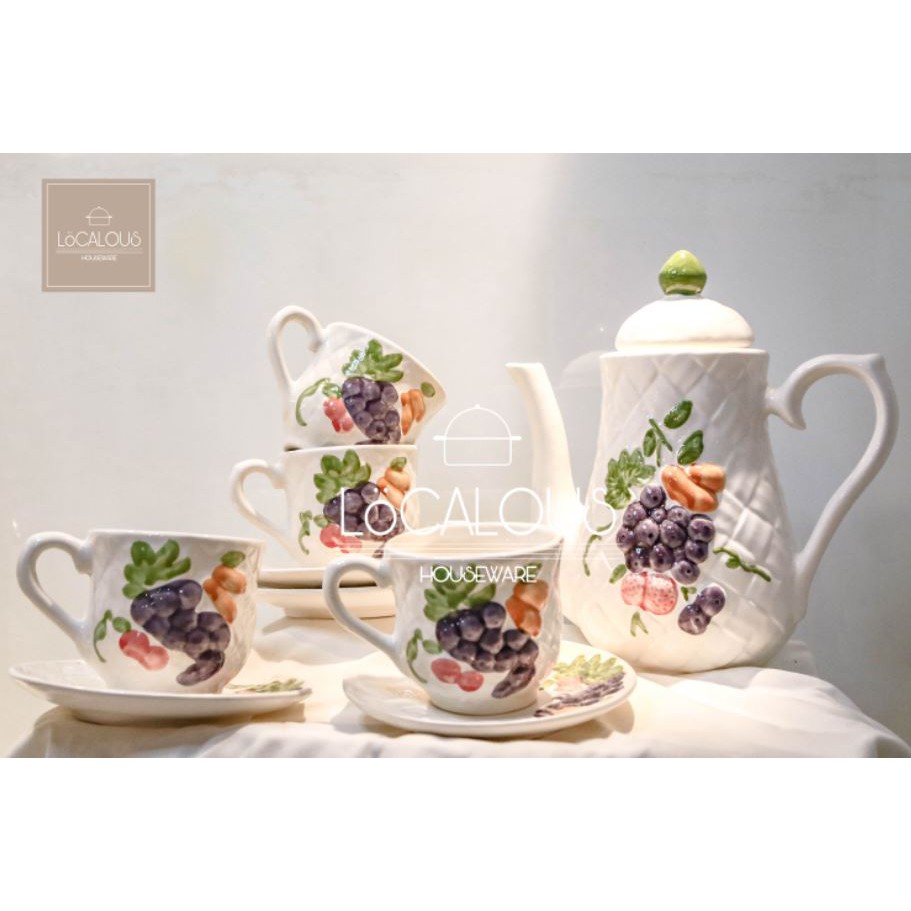 Jual Tea Set Sakato 10 Pcs Cangkir Teko Pisin Gelas Hadiah Pernikahan Gosend Only 4848