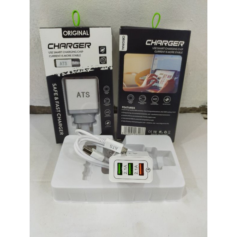 Jual Cas Charger 3 USB Fast charging aTS model D22 | Shopee Indonesia