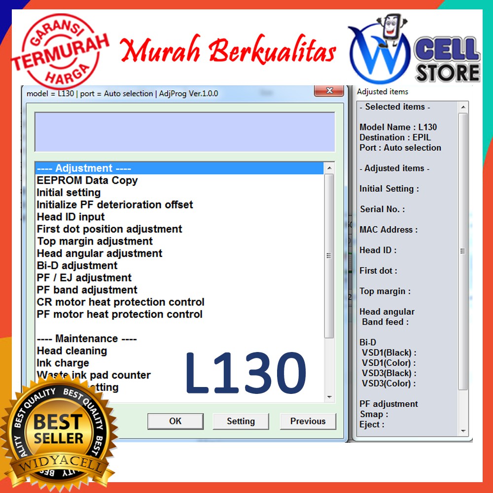 Jual SOFTWARE RESETTER/ RESET / RESETER PRINTER EPSON L130 L220 L310 ...