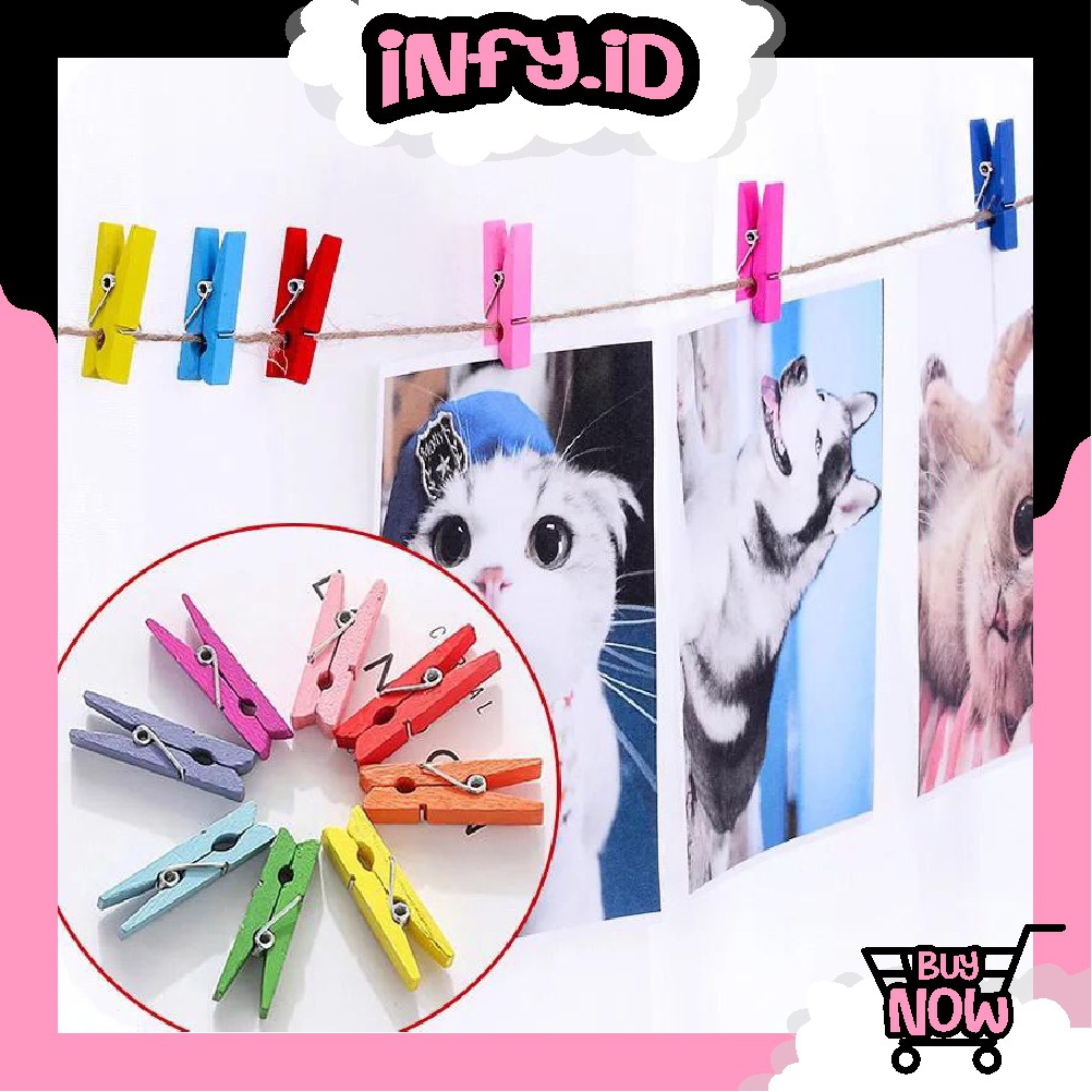 Jual INFY - 1PCS Penjepit Foto Warna Warni / Wooden Clip / Jepit Foto ...